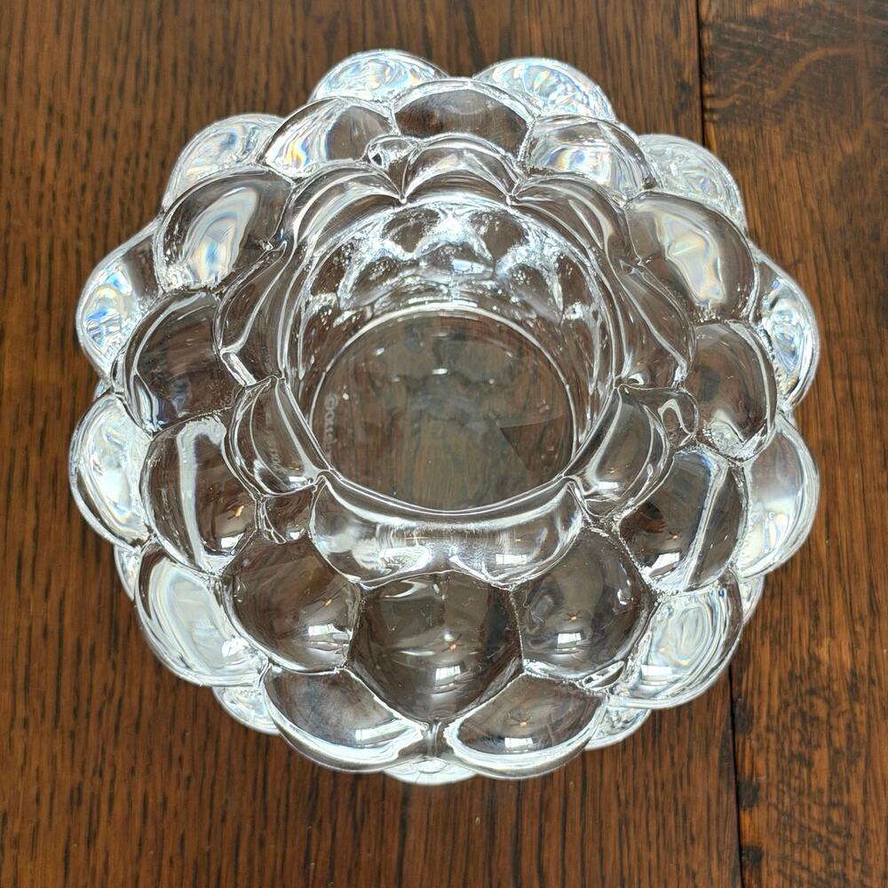 Vintage Orrefors Signed Raspberry Crystal Votive Candle Holder